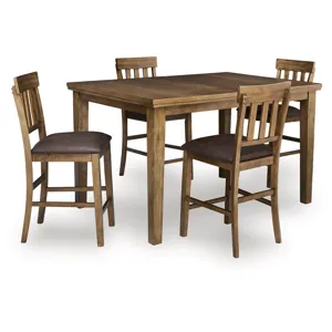 Urbinforte Counter Height Extension Dining Table and 4 Barstools