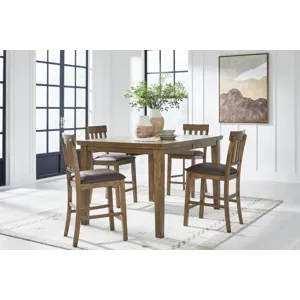 Broxtyn Counter Height Extension Dining Table and 4 Barstools
