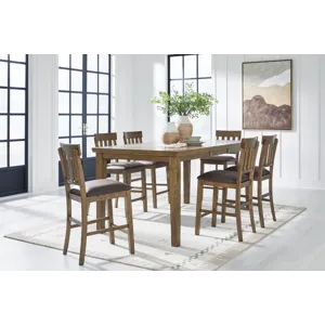 Broxtyn Counter Height Extension Dining Table and 6 Barstools