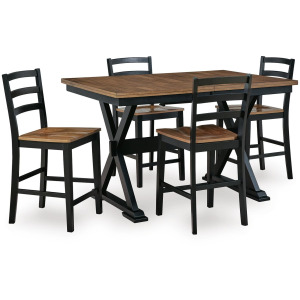 Wildenauer Counter Height Extension Dining Table and 4 Barstools
