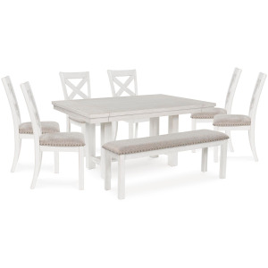 Robbinsdale Dining Table, 6 Chairs and Bench