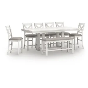 Robbinsdale Counter Height Extension Dining Table, 6 Barstools and Bench