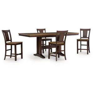 Anixburg Counter Height Extension Dining Table and 4 Barstools