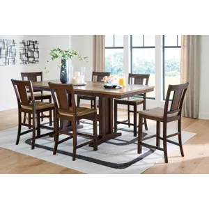 Anixburg Counter Height Extension Dining Table and 6 Barstools