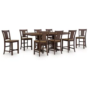 Anixburg Counter Height Extension Dining Table and 8 Barstools