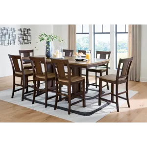 Anixburg Counter Height Extension Dining Table and 8 Barstools