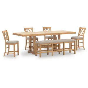 Havonplane Counter Height Extension Dining Table 4 Barstools and Bench