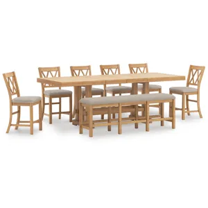 Havonplane Counter Height Dining Table, 6 Barstools and Bench