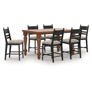 Greddinton Counter Height Dining Table and 6 Barstools