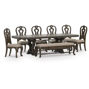 Maylee Dining Table, 6 Chairs and Bench