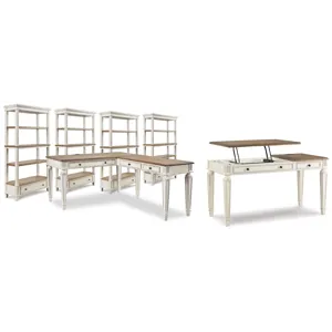 Realyn Lift-top Desk, L-shaped Desk and 4 Bookcases
