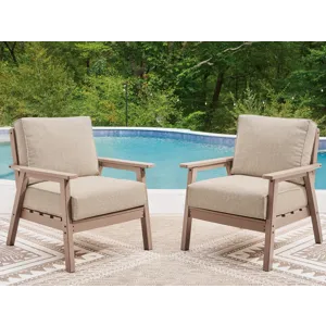 Cliffs Beach Outdoor Lounge Chair with Cushion (Set of 2)