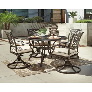 Burnella Round Dining Table with Umbrella Option