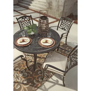 Burnella Round Dining Table with Umbrella Option