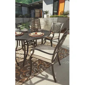 Burnella Round Dining Table with Umbrella Option