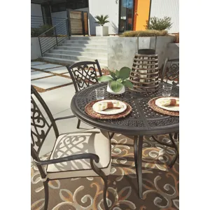 Burnella Round Dining Table with Umbrella Option