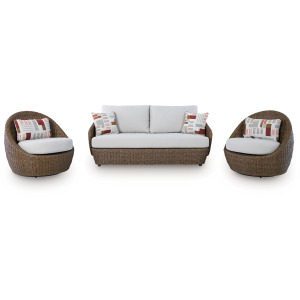 Double Point Outdoor Loveseat/2 Swivel Chairs (Set of 3)