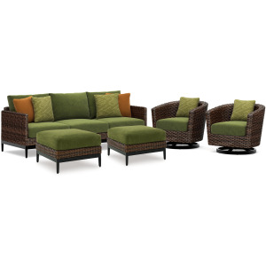 Horizon Hall Outdoor Sofa, 2 Lounge Chairs and 2 Ottomans