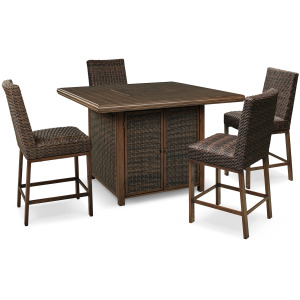 Paradise Trail Outdoor Counter Height Dining Table with 4 Barstools