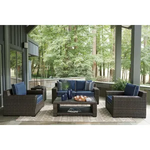 Grasson Lane Outdoor Loveseat, 2 Lounge Chairs and Coffee Table