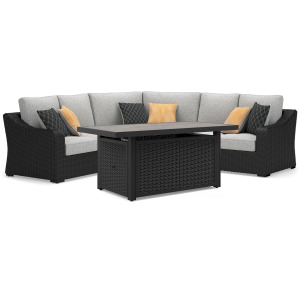 Beachcroft 3-Piece Outdoor Sectional and Fire Pit Table