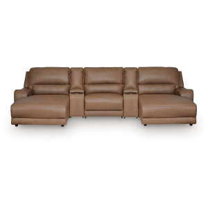 Silverbrooke 5-Piece Reclining Sectional with Double Chaise and Storage Consoles