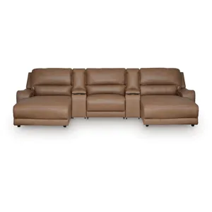 Silverbrooke 5-Piece Reclining Sectional with Double Chaise and Storage Consoles