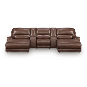 Silverbrooke 5-Piece Reclining Sectional with Double Chaise and Storage Consoles