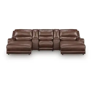 Silverbrooke 5-Piece Reclining Sectional with Double Chaise and Storage Consoles