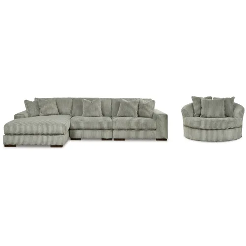 Lindyn 3-Piece Sectional and Oversized Swivel Accent Chair