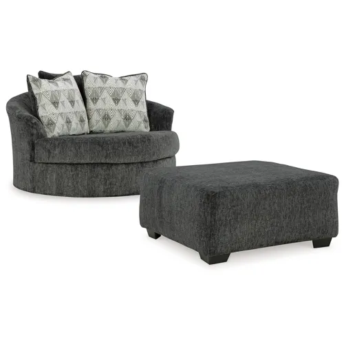 Biddeford Oversized Swivel Chair and Ottoman