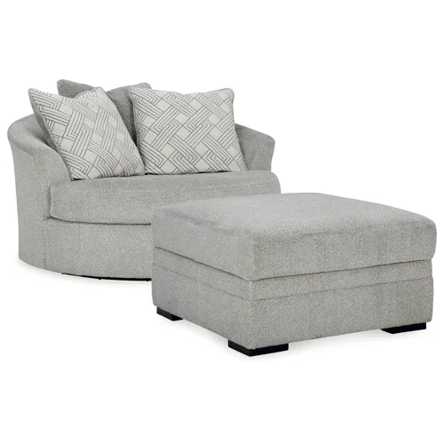 Casselbury Oversized Swivel Chair and Ottoman