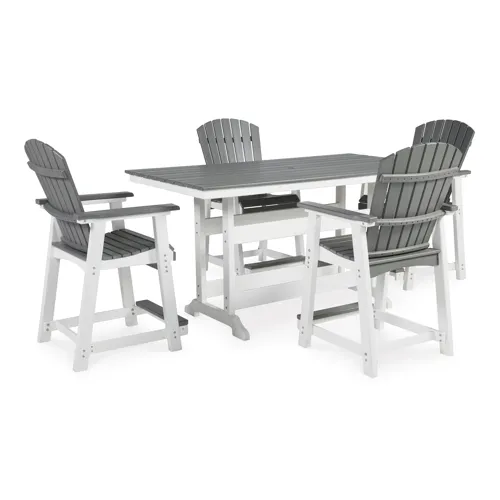 Transville Outdoor Counter Height Dining Table with 4 Barstools