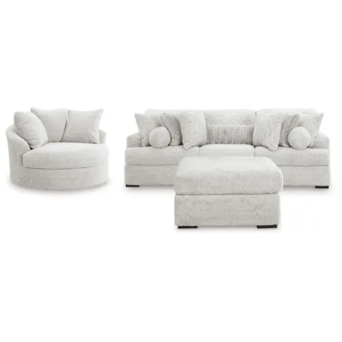Cuddle Plush 3-Piece Sectional, Chair and Ottoman
