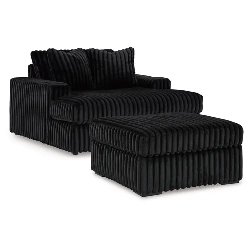 Midnight-Madness Oversized Chaise and Oversized Accent Ottoman