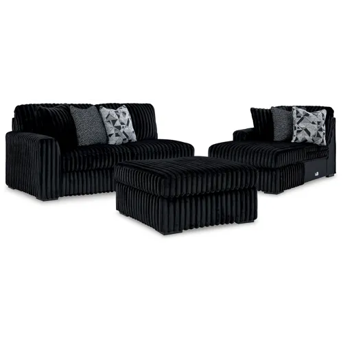 Midnight-Madness 2-Piece Sectional and Oversized Accent Ottoman