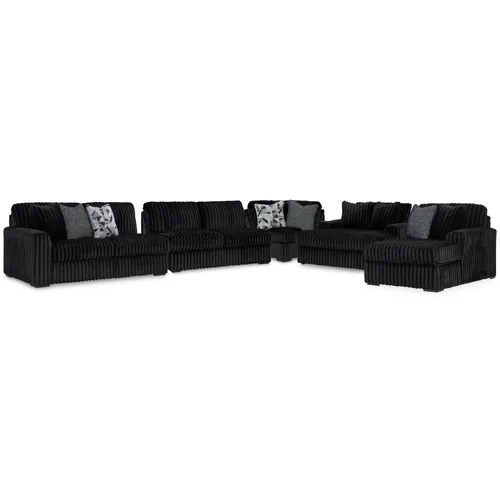 Midnight-Madness 4-Piece Sectional and Oversized Chaise