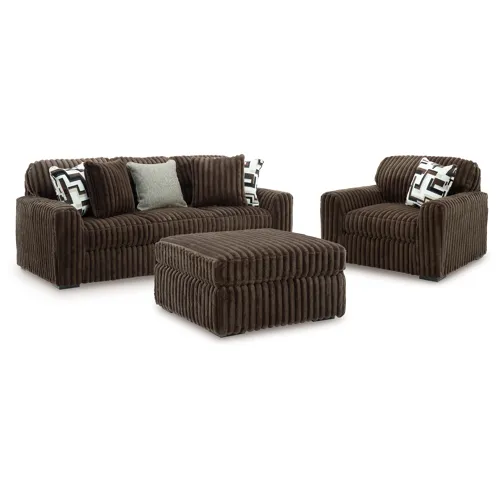 Midnight-Madness Sofa, Oversized Chair and Accent Ottoman