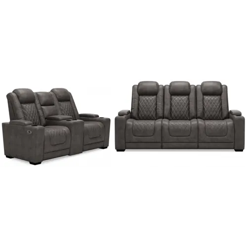 HyllMont Power Reclining Sofa and Loveseat