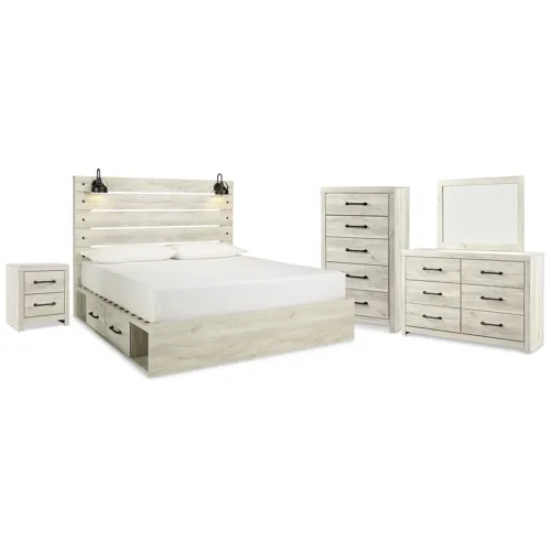 Cambeck King Panel Storage Bed, Dresser, Mirror, Chest and Nightstand