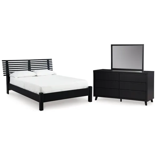 Danziar Queen Slat Panel Bed, Dresser and Mirror
