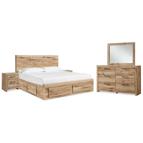 Hyanna Queen Panel Storage Bed, Dresser, Mirror and 2 Nightstands