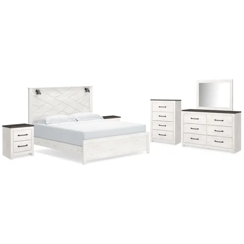 Gerridan King Panel Bed, Dresser, Mirror, Chest and 2 Nightstands