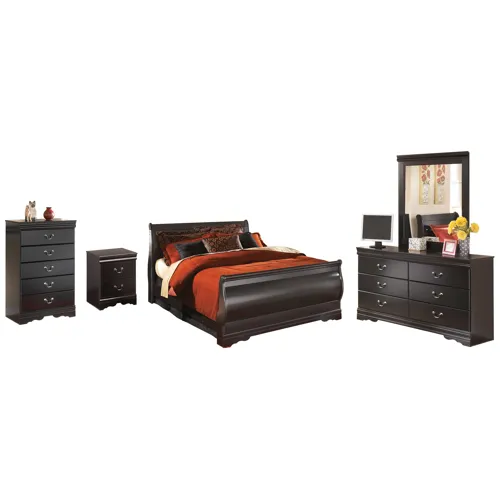 Huey Vineyard Queen Sleigh Bed with Dresser, Mirror, Chest and Nightstand