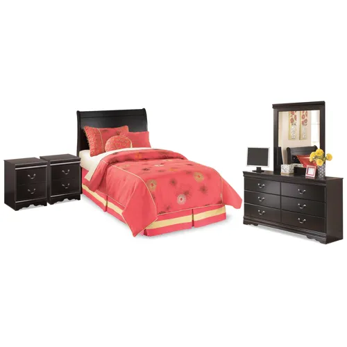 Huey Vineyard Twin Sleigh Headboard, Dresser, Mirror and 2 Nightstands