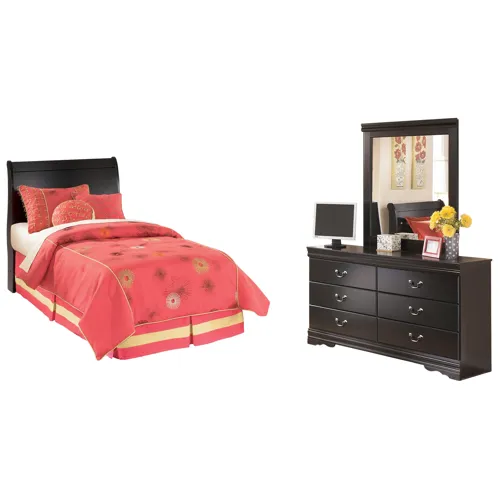 Huey Vineyard Twin Sleigh Headboard, Dresser and Mirror