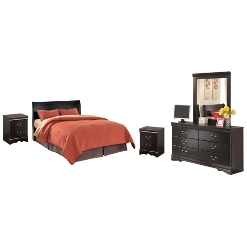 Huey Vineyard Queen Sleigh Headboard with Dresser, Mirror and 2 Nightstands