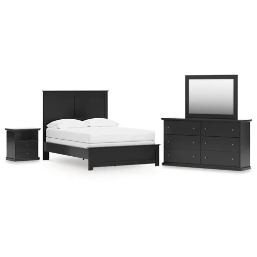 Maribel Full Panel Bed, Dresser, Mirror and Nightstand