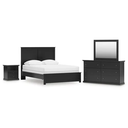 Maribel Queen Panel Bed with Dresser, Mirror and Nightstand