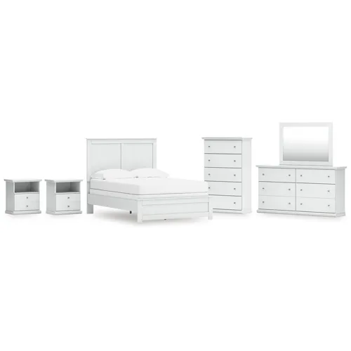 Bostwick Shoals Full Panel Bed, Dresser, Mirror, Chest, and 2 Nightstands